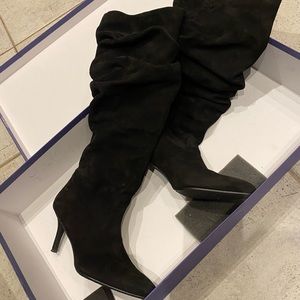 Stuart Weitzman black suede to-the-knee boots